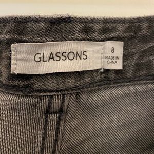 Dark wash black/gray high rise jeans